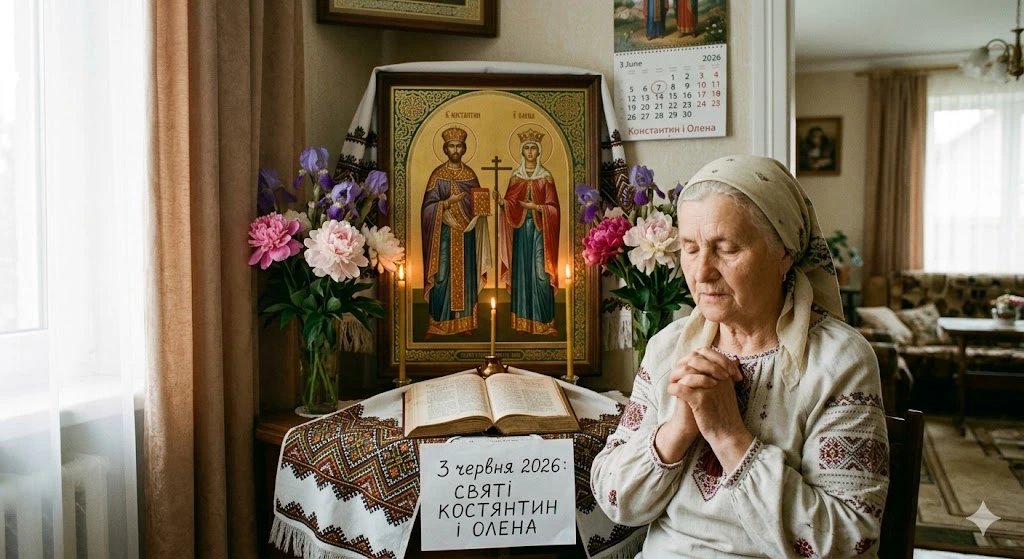 Пожилая женщина молится икона