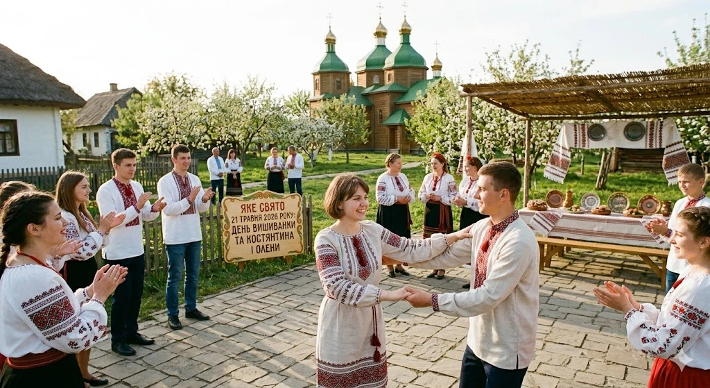 Танцы в вышиванках у церкви