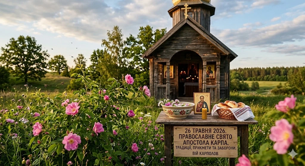 Церковь, поле, цветы