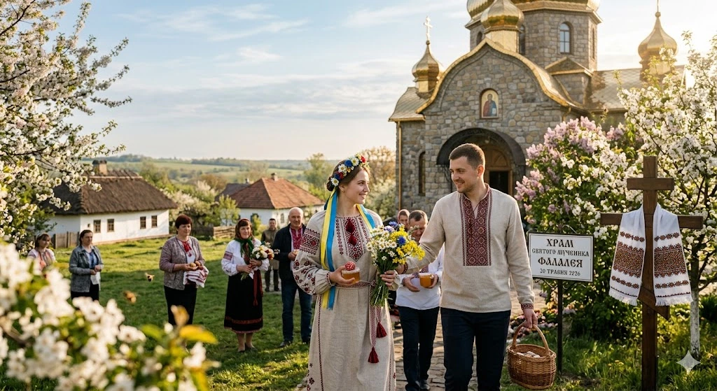 Весенняя украинская деревянная церковь