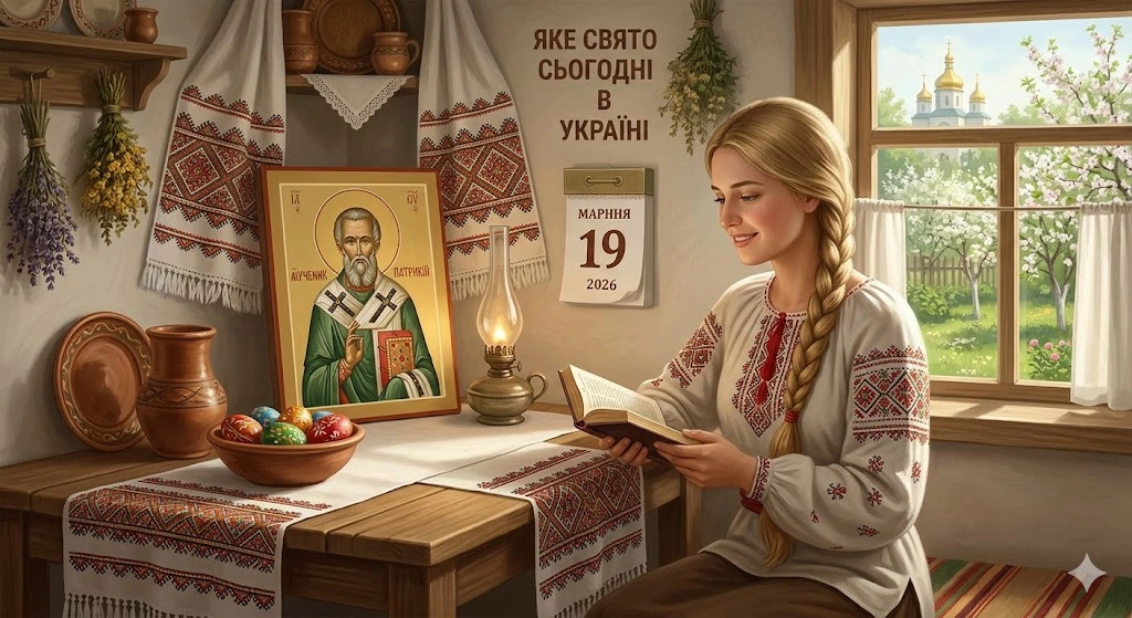 Женщина в вышиванке с иконой
