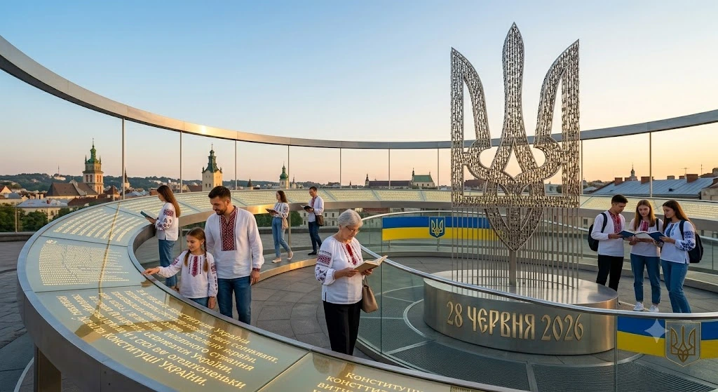 Пам'ятник Тризуб і люди