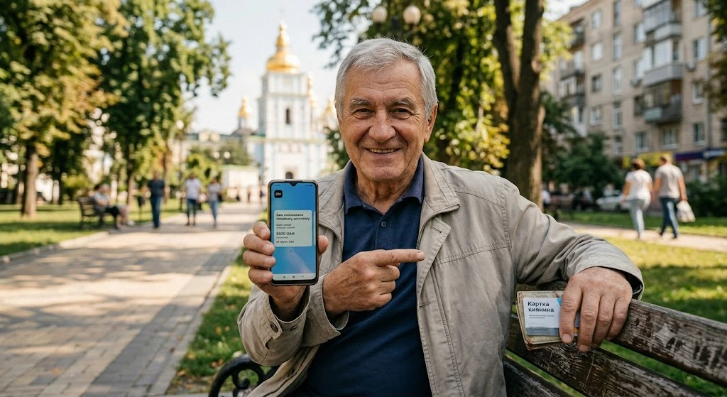 Пенсіонер з Дія та карткою