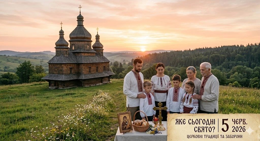Семья в вышиванках молится