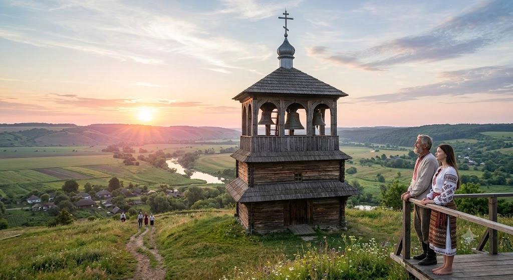 Сельская церковь на закате