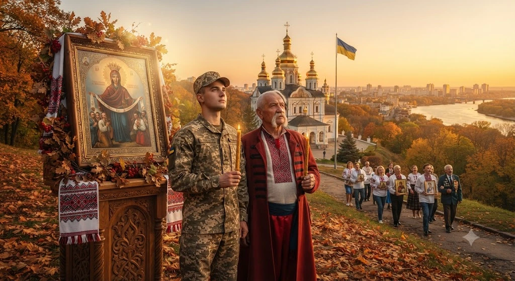 Солдат и казак с иконой