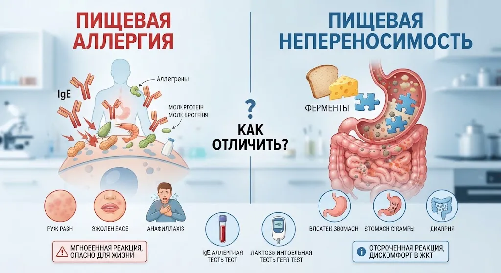 Инфографика: аллергия против непереносимости