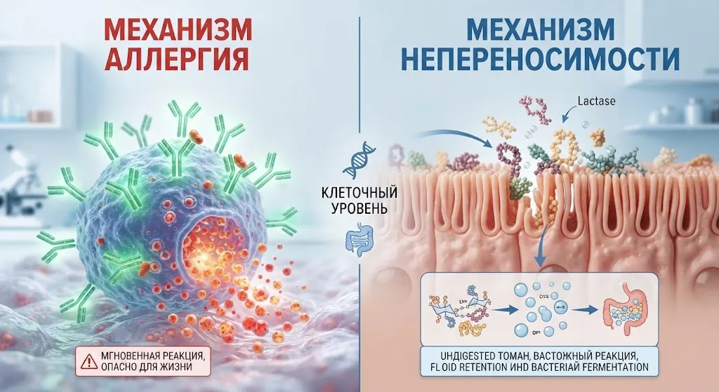 Сравнение механизмов: аллергия и непереносимость