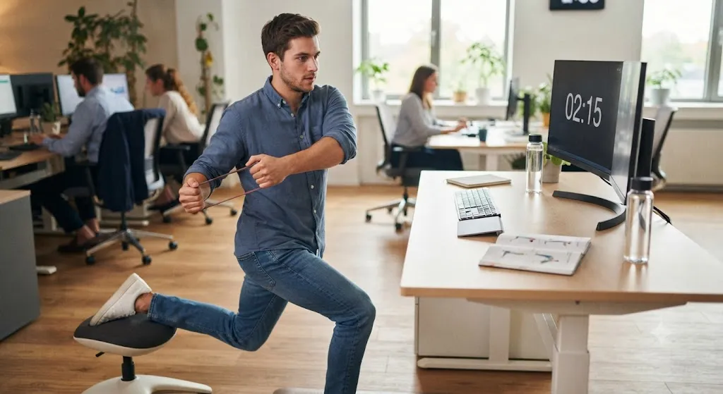 Упражнение с эспандером на работе