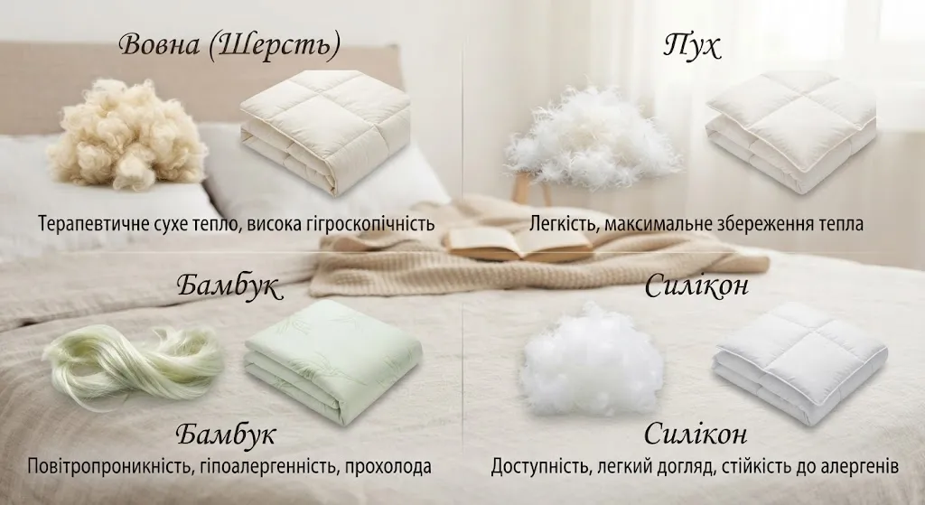 Виды наполнителей для одеял