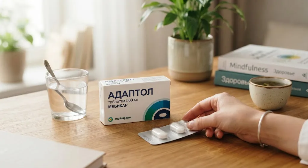 Упаковка препарата Адаптол на столе